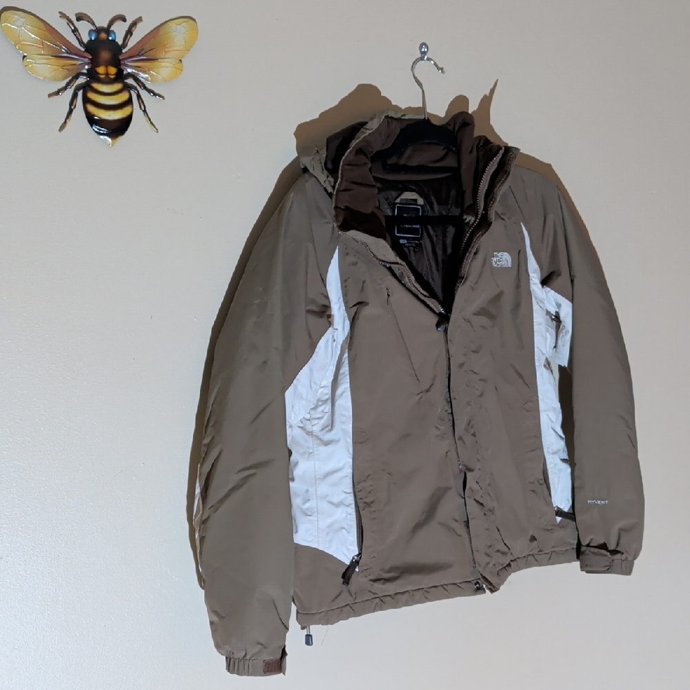 The North Face Taupe Jacket with White Side Panels - Picture 4 of 14